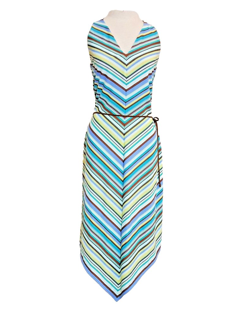 Laundry By Shelli Segal Chevron Stripe Dress Sz 10 V-Neck Summer
